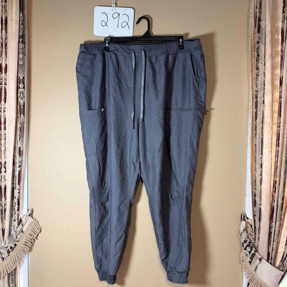 Fabletics Womens 3X Grey Jogger Pants High Waisted Drawstring Pockets Athleisure